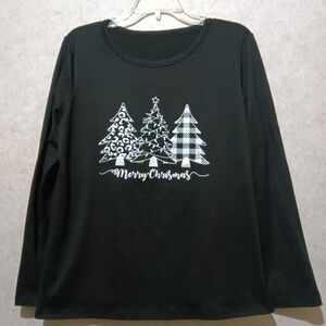 Christmas tree print long sleeve crewneck shirt size medium
